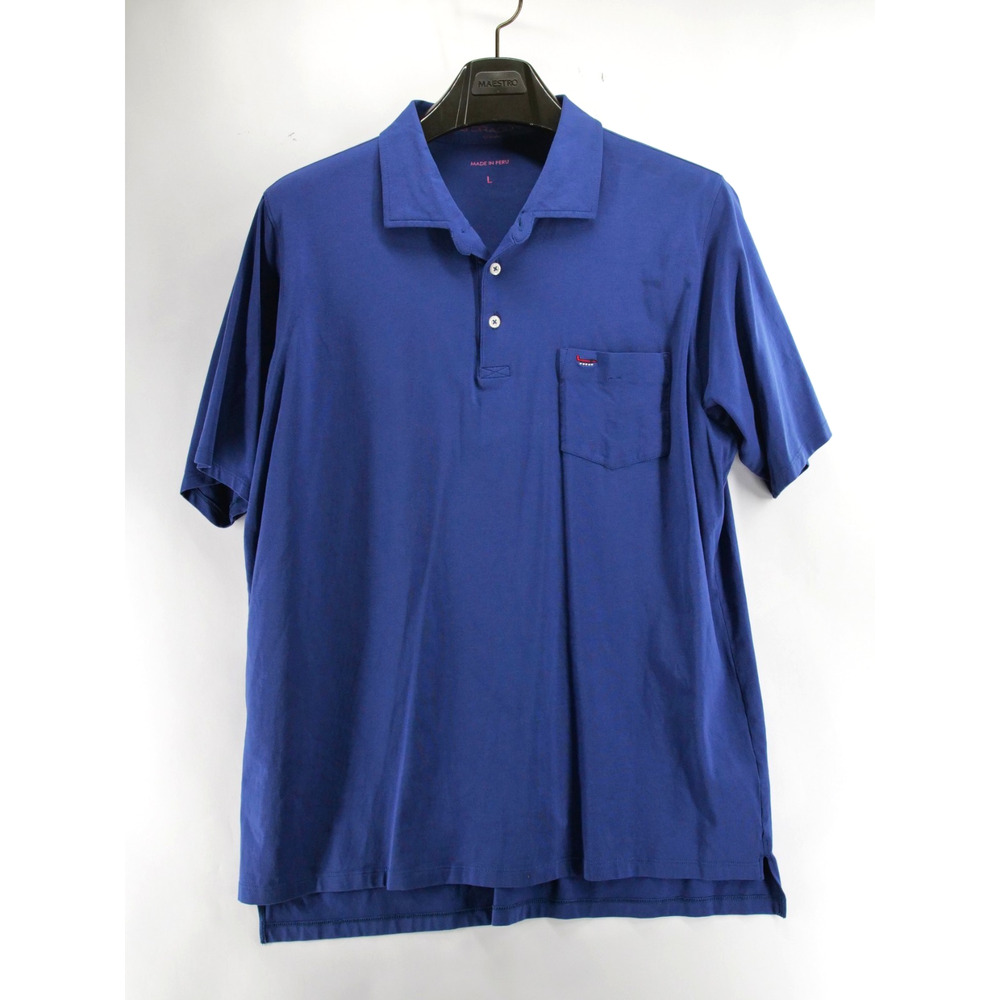 B Draddy Polo Shirt Mens Large Blue Golf Casual Performance Outdoor Pima Cotton